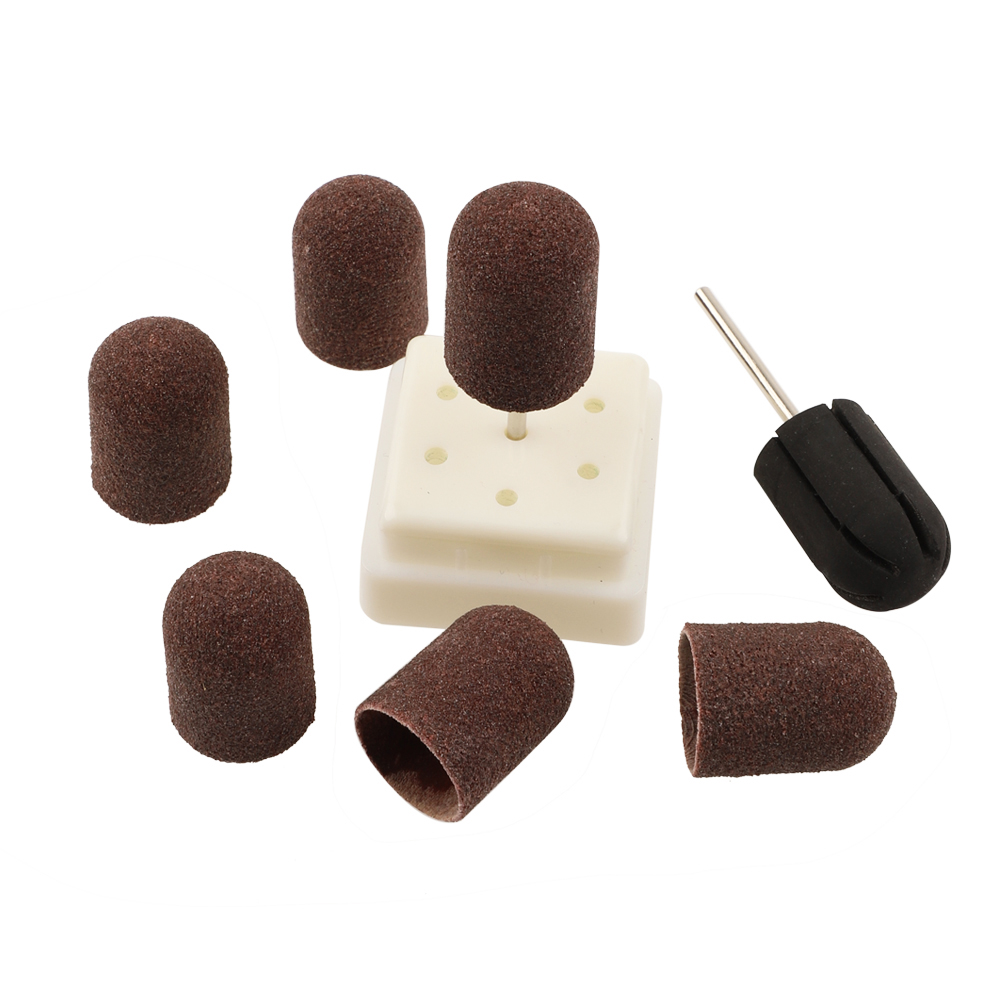 16mm brown nail sanding caps for grinding machine manicure pedicure tools Featured Image